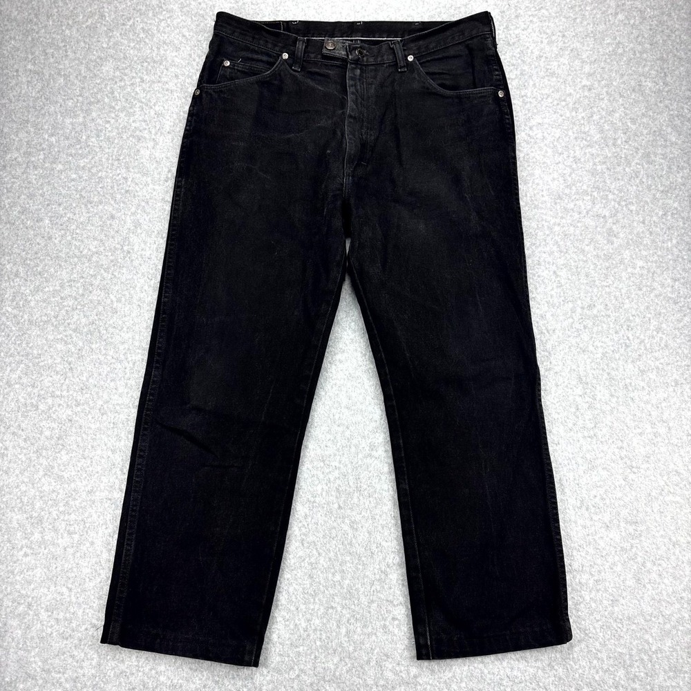 Wrangler Jeans Mens 36x30 Black Denim Five Star Premium Regular Fit Straight Leg